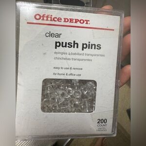 New Office Depot Clear Push Pins - 200 Count thumbtacks